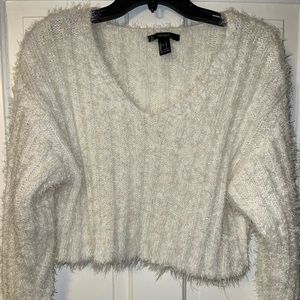 Fuzzy sweater crop